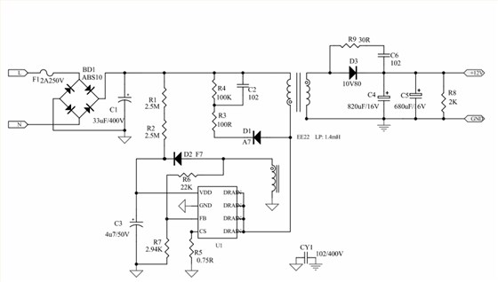 12V1.5A的原理圖