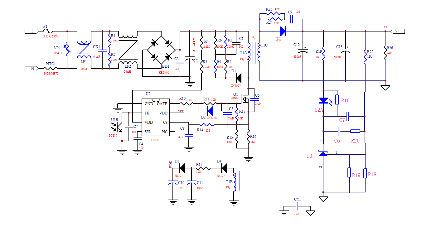 電源芯片u6101原理圖 電源芯片u6101原理圖
